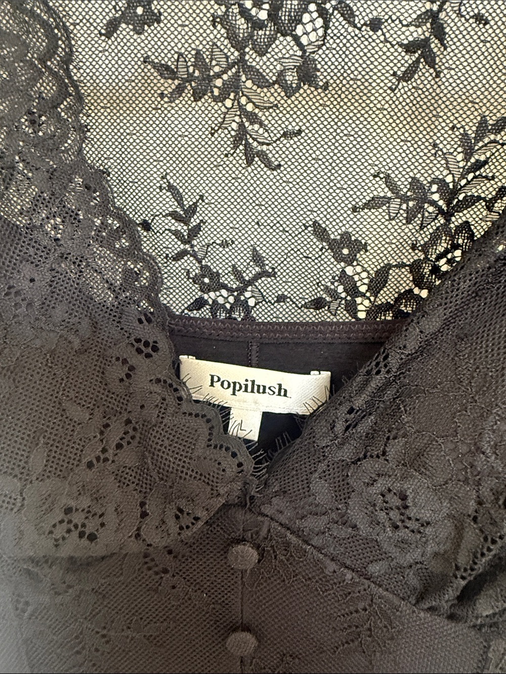 Popilush Black Lace Maxi Dress with Shape Wear NWT! - Picture 2 of 5